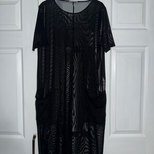 Zara Black Mesh Short Sleeve Dress - Unbranded